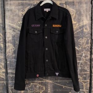Rare Vintage Guess 88 Rising Black Denim Jacket Size Large 100% Cotton